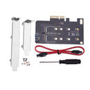 2 Slots Adapter Card of M key PCI-EX4 and B key for M.2 NGFF SSD