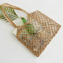 New Hand-Woven Hollowwork Straw Bag Paper Rope Grid Without Lining Women Be