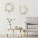 Wall-Mounted Mirror Lace Fringe 2 Sets Of Small Round Decorative Boho Mirro W9T2