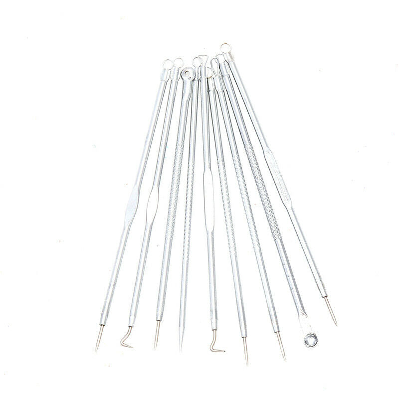 9pcs Blackhead Pimple Blemish Comedone Acne needle Extractor Remover Tool Se Gw