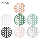 4pcs/set Silicone Trivet Mat Hot Pot Stand Round Heat Resistant Non-Slip Kitchen