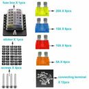 12 Way Spade Terminal Blade Fuse Box Holder with LED Light Kit for Car Boat K1O9