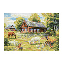 14CT Cottage Farm Goat Cross Stitch Stamped Kits Embroidery Needlepoint 14CT