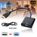 HDMI to VGA converter adapter + 3.5 mm audio jack full HD 1080P black bs
