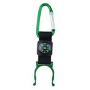 Green Carabiner Water Bottle Holder Camping Hiking with Compass