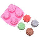 4 Cavity Flower Silicone Soap Mold Cake Decor Candy Chocolate Cookie Baking M Cy