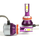 1 Pair COB LED Car Headlight Bulbs 72W Headlamp Fog Light Purple (H11)