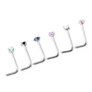 6 Pieces Stainless Steel L Shaped Nose Stud Rings Bar  20g