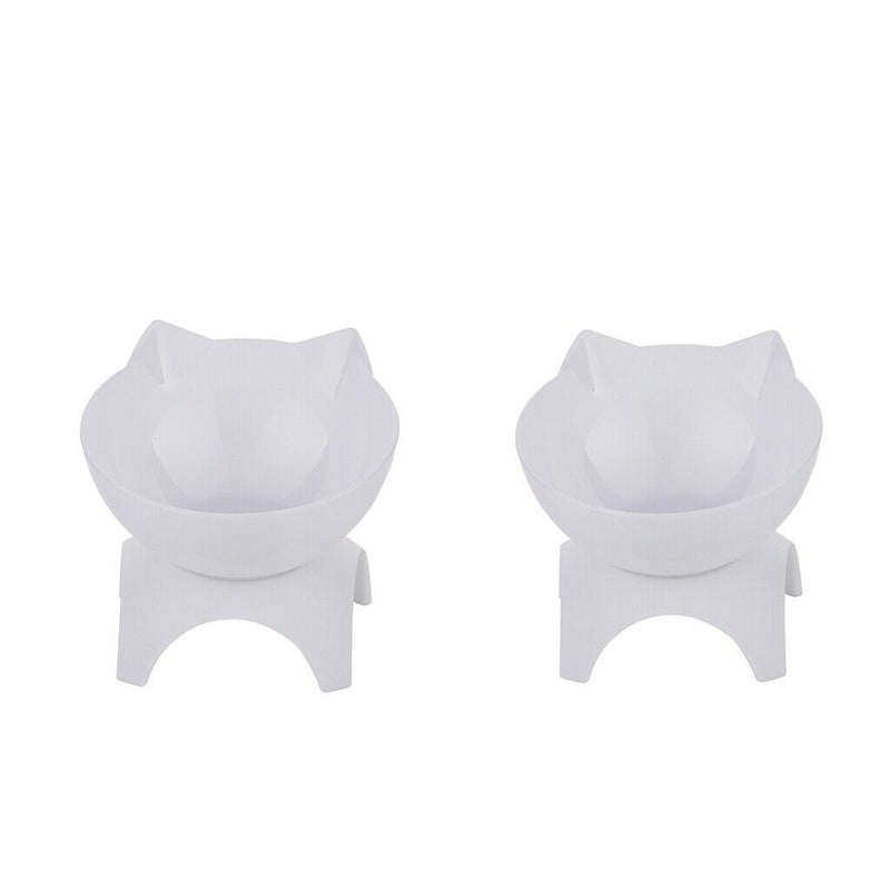 2Pieces Cat Elevated Food Water Bowls Raised Container w Elevated Stand