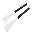 2 Pcs White Nylon Drum Sticks Brushes Drumsticks Rubber Handles Rock Jazz