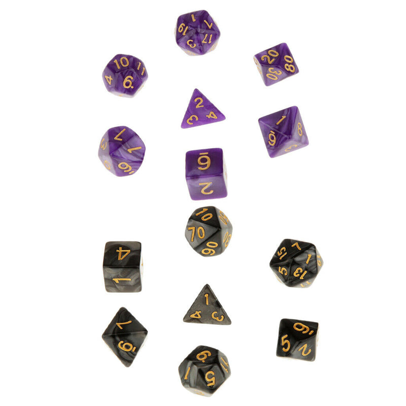 14x Acrylic 16mm Polyhedral Dices Set For D&D Table