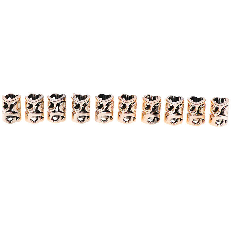 10Pcs/Set Hair Coil Dreadlocks Braid Tube Rings Metal Cuffs Hair Jewelry Dec OZ