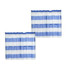 2Pcs Blue_74x60cm Stripe Half Tier Curtain Bathroom Short Curtain