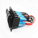 12V-24V 4 gang blue 2 LED Light Rocker Switch Panel Circuit Breaker Boat Ma