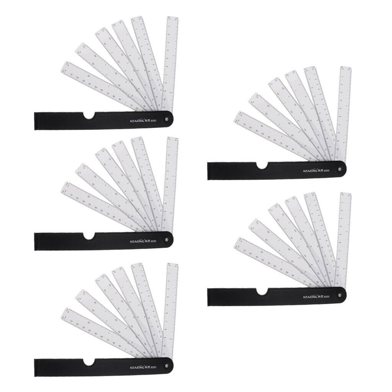 Set of 5 Foldable Fan Reduction Scale Ruler with 6 Blades for Engineering