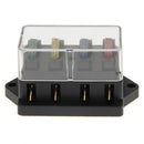 4 Way Circuit Standard  Blade Disaster Box Block Holder 12V/24V + Fuse
