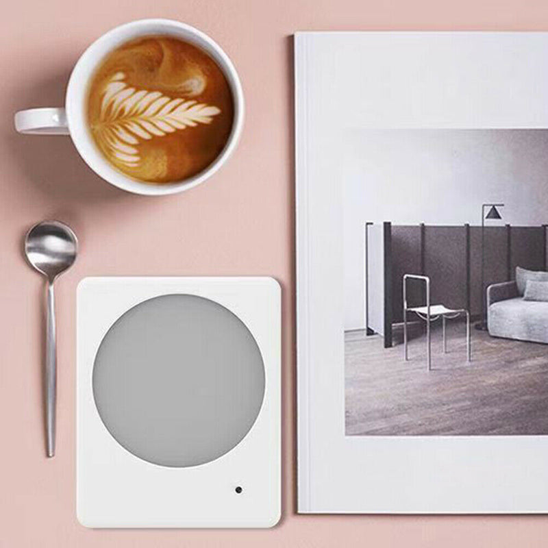 220V Cup Mug Warmer Automatic Constant Temperature Heating Coaster (White)