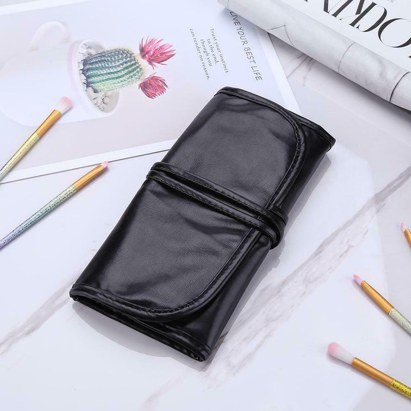 Portable Leather Travel Makeup Brush Bag Make Up Tool Holder Organizer (L) A