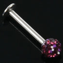 Cool Crystal Gem Steel Micro Labret Piercing Stud for Lip / Tragus / Ear Pi R8I1