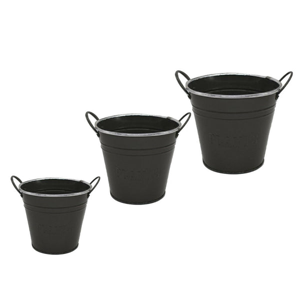 1xNordic Garden Planter Flower Plant Bucket for Weeding Decor- Dark Gray