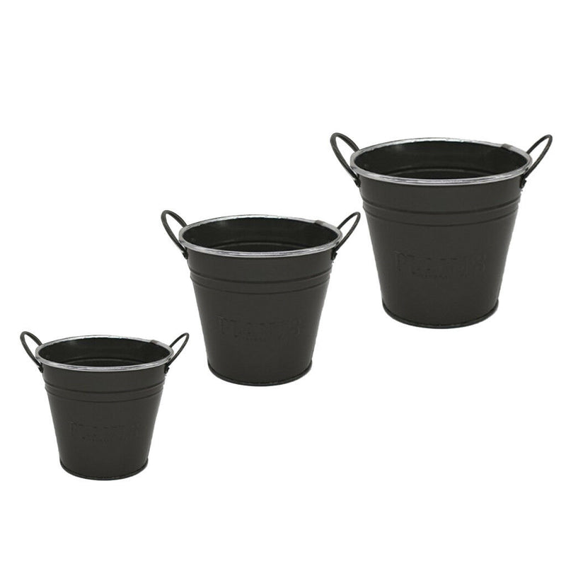 1xNordic Garden Planter Flower Plant Bucket for Weeding Decor- Dark Gray