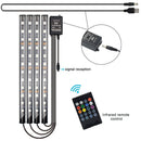Vehicle LED Strip Remote Control Multi Color Glow Car Interior Light USB Port