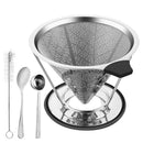 Pour over Coffee Dripper, Stainless Steel Coffee Filters Cone with Stand Re