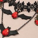 Halloween Lace Choker Necklace Bat Gem Neck Chains Women Statement Jewelry