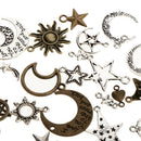 100g Mixed Assorted Moon Star Sun DIY Charms Jewelry Findings Pendant Beads