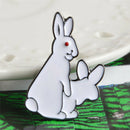 Cartoon Cute Two White Rabbits Evil Brooch Pins Jeans Clothes Jewelry Women JR