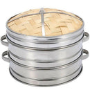 2 Tier 20Cm Bamboo Steamer Basket With Cover Cookware Kitchen For Dumpling  A8V1
