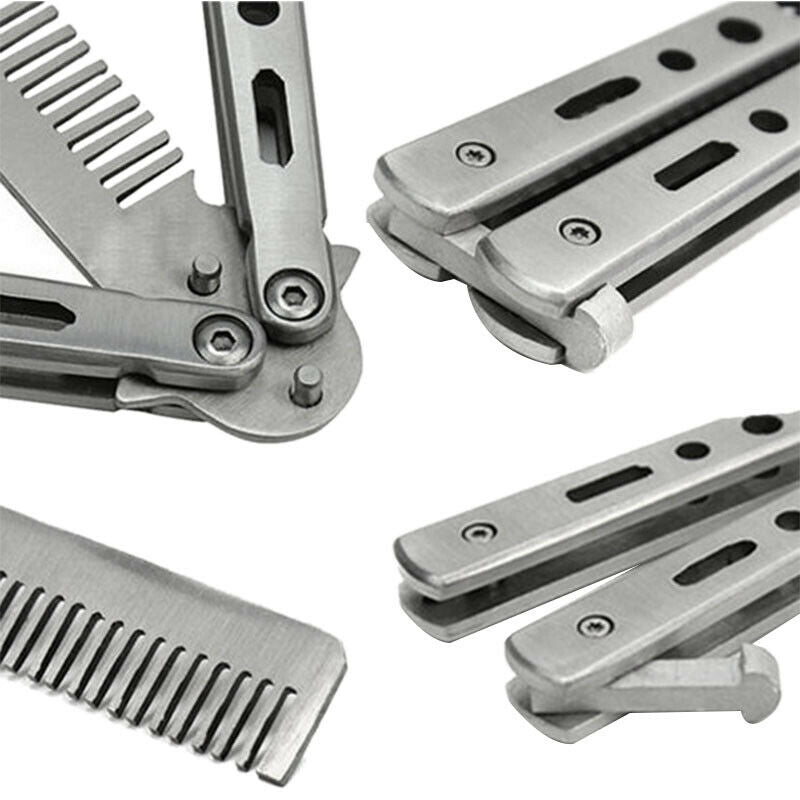 Foldable Stainless Steel Comb Hair Pomade Styling Butterfly Comb Hairdressi F6J5