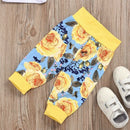 Newborn Baby Clothes Letter Print Romper Big Flower Long Pants Hat 3 PCS Ou