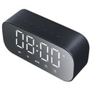 Bluetooth Speaker with FM Radio LED Mirror Alarm Clock Subwoofer Music Play