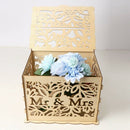 Hollow Wood Diy Wedding Wooden Box Mr Mrs Wedding Sign Card Box Flower Gift