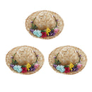 3 Lot Fashionable 1/4 Straw Hat For  DOD MSD 17inch Dress Up Head Accs