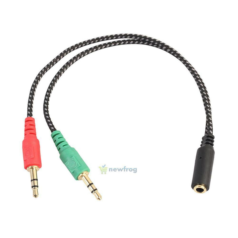 SN9F 5 x Stereo 3.5mm Jack 1 Female to 2 Male Headphone Mic Audio Splitter Cable