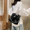 Luminous Butterfly Messenger Bag Women Drawstring Shoulder Handbag (Black)