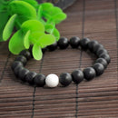 2pcs Balanced Howlite Matte Black & White Beaded Bracelets for Lovers His & Hers