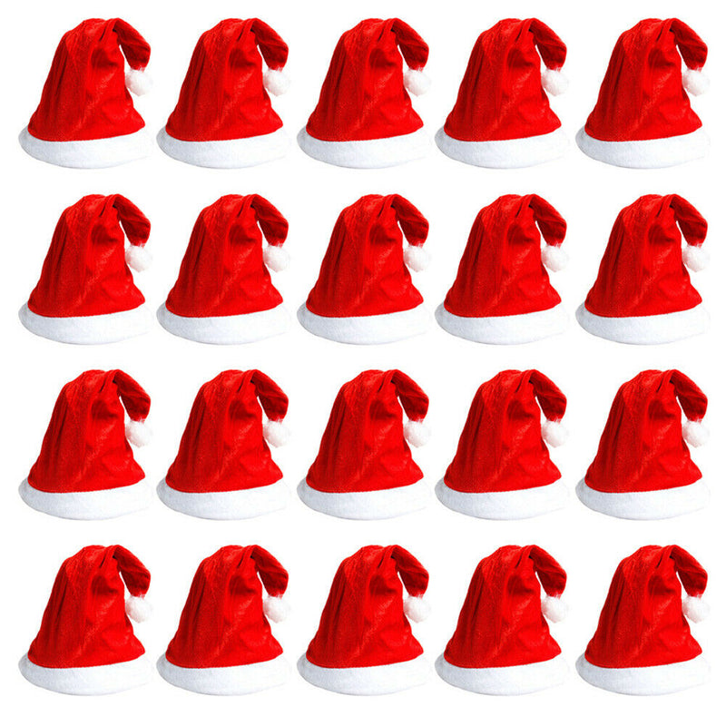Golden Velvet Christmas Hat Plush Santa Claus Cap Festival Costume (20pcs) A
