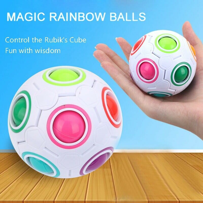 Creative Magic Spherical Speed Rainbow Puzzles Ball Football Kids Education K9G5