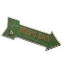 Music BAR Arrow Shaped Cast Iron Metal Sign Pub Bar Wall Decor Plaque Board
