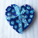Lovely 24 Pcs Red Scented Bath Soap Rose Petal in Heart Box (Blue)