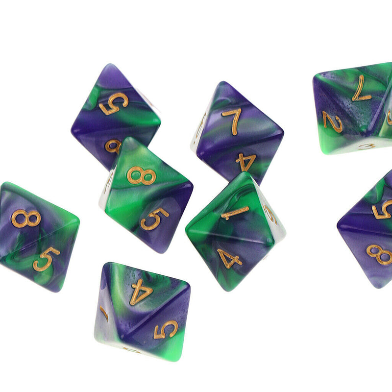 10pcs 8 Sided Dice D8 Polyhedral Dice for Dungeons and Dragons Table Games Green