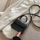Alligator Pattern Leather Crossbody Handbag Women  Shoulder Totes (Black)