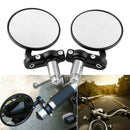 1 Pair 7/8 Round Motorcycle Mirrors 22mm Handle Bar End Side Rearview Mirrors