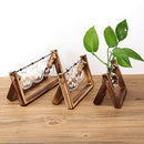Creative bulb vase plant glass hydroponic container farm decoration wooden  S4P5