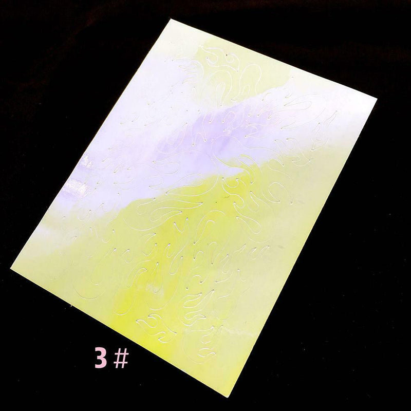 16pcs/set Self-adhesive Fashion Flame Reflections Nail Art Stickers Decor