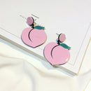 Fashion Fruit Series-Statement Dangle Ear Stud Earrings Woman Jewelry Peach 2pcs