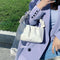 Women Candy Color Shoulder Bags Pleated Ruffle PU Totes Handbag (White)